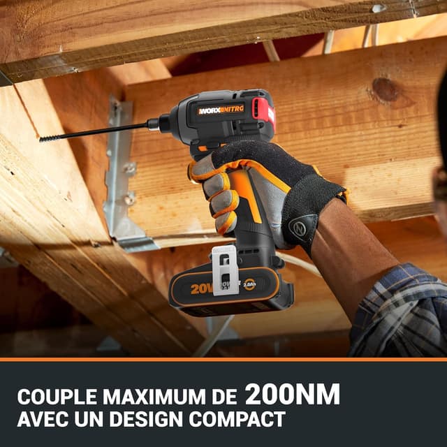 Detalle de WORX Visseuse à chocs sans fil 20V WX265.9 (brushless) – 200 Nm, 3 vitesses, LED, sans batterie ni chargeur