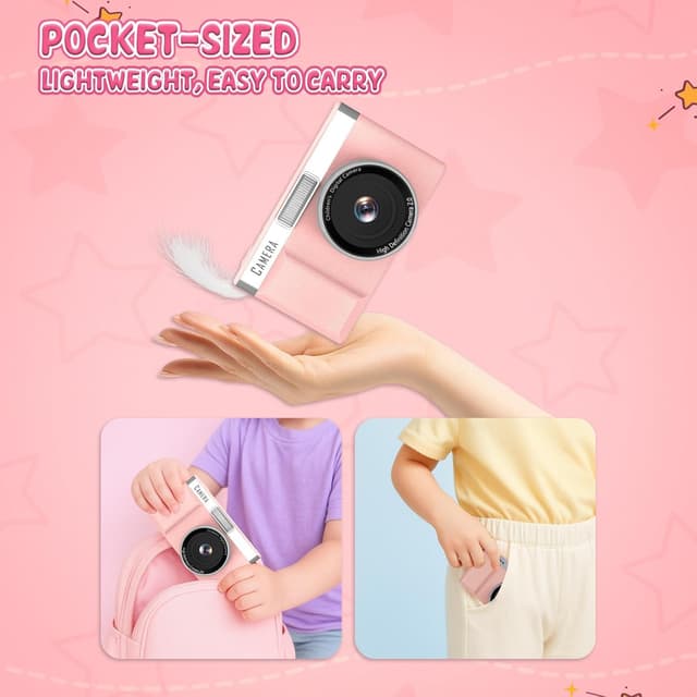 Detalle de Yehtreh Appareil Photo Enfant FHD 1080P avec écran basculable 180° et 32 Go