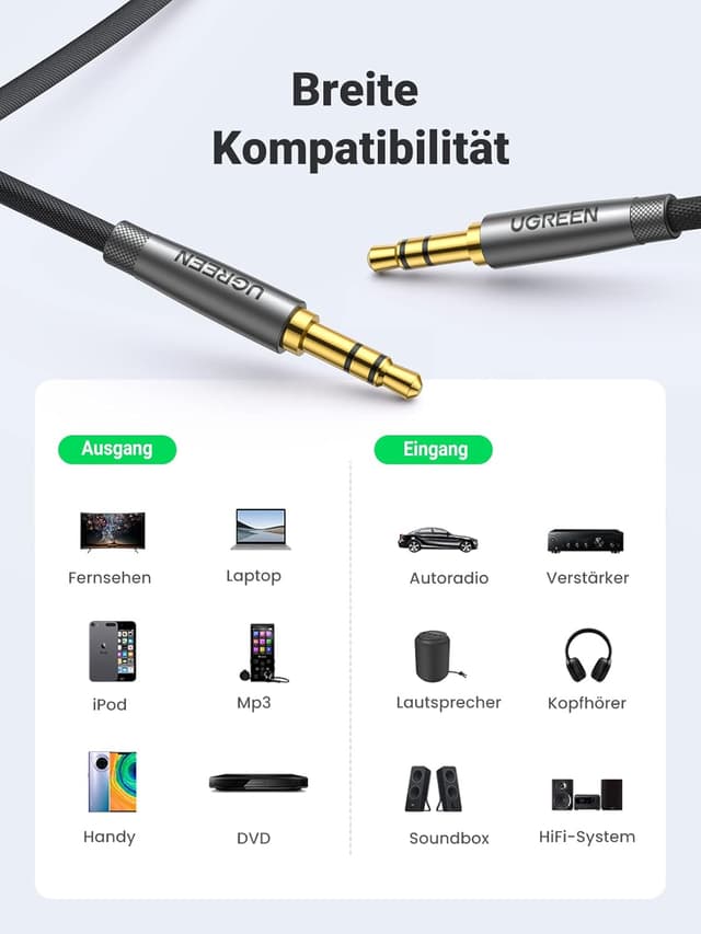 Thumbnail 6 de UGREEN 3,5 mm Klinke-Aux Kabel 2 m