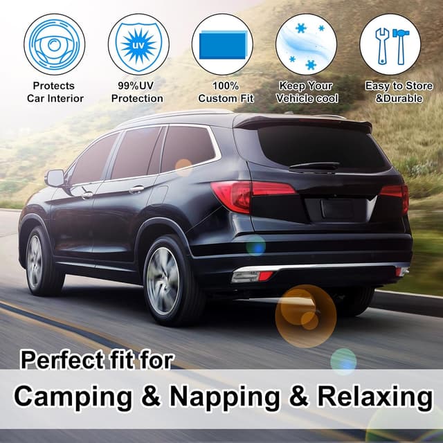 Detalle 2 de TINGLU Window Shades for Honda Pilot (2016-2026) — 8-Piece Car Side Window & Rear Sun Shades