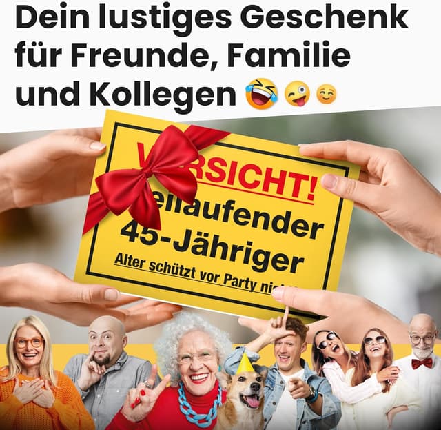 Detalle de DankeDir! „Freilaufender 45-Jähriger“ Spruch-Schild als Geburtstagskarte (30 x 20 cm)