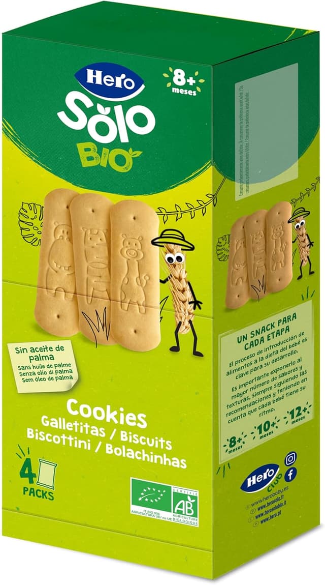 Detalle 2 de Hero Solo - Pack Galletas Ecológicas 🍪 Sin Aceite de Palma, 8 Meses