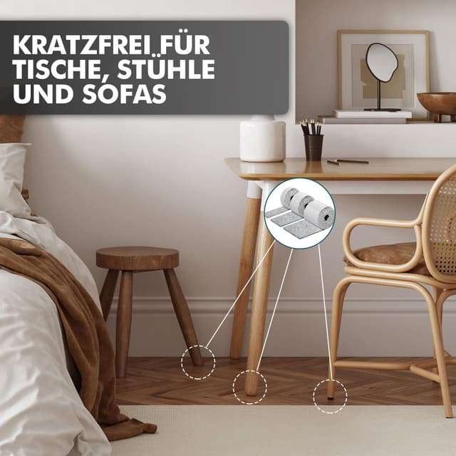 Thumbnail 6 de shinfly Filzgleiter selbstklebend (4 mm) für Möbel- und Stuhlbeine, grau – zuschneidbar