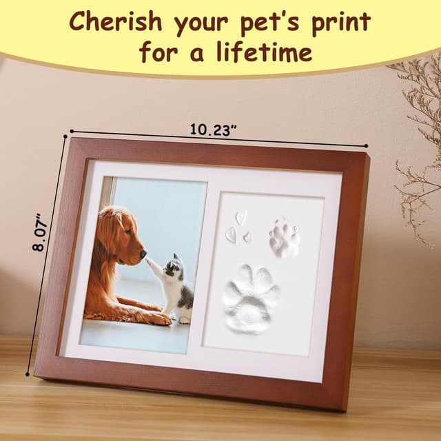 Detalle de PewinGo Pet Memorial Frame (Dogs & Cats) with Paw Print Clay Imprint Kit for 6 x 4 Photo