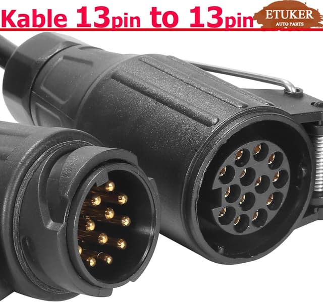 Detalle 2 de ETUKER 13-pin 1.1m Trailer Extension Spiral Cable (male to female) for 12V towbar wiring