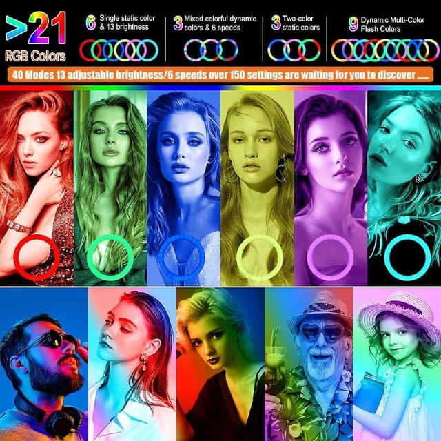 Thumbnail 3 de GerTong 11.5" Ring Light 40 RGB Modes, 13 Brightness 🎥