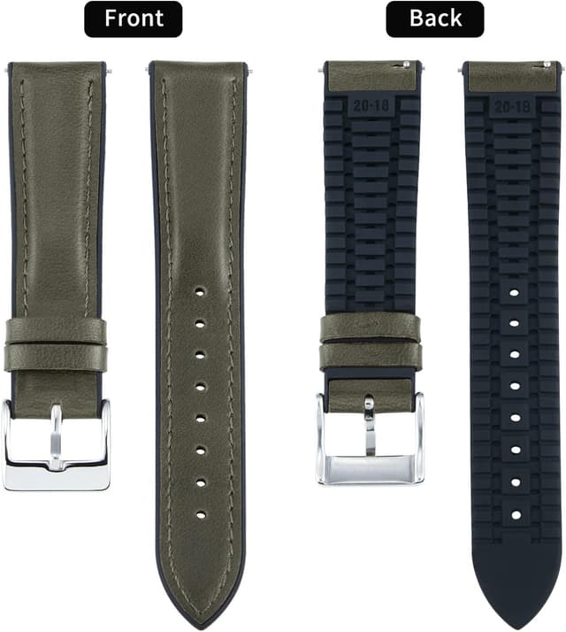 Detalle 2 de BINLUN Leather Watch Strap (Oil Wax Leather + Silicone Hybrid) in multiple widths