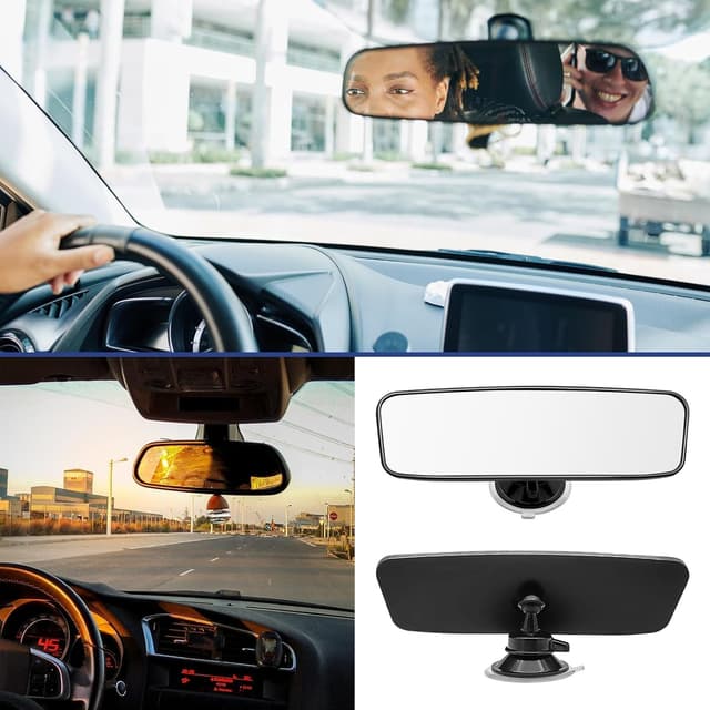 Detalle 2 de Obidodi rear view mirror for driving test (200 x 60mm) — adjustable suction-cup instructor/learner examiner mirror