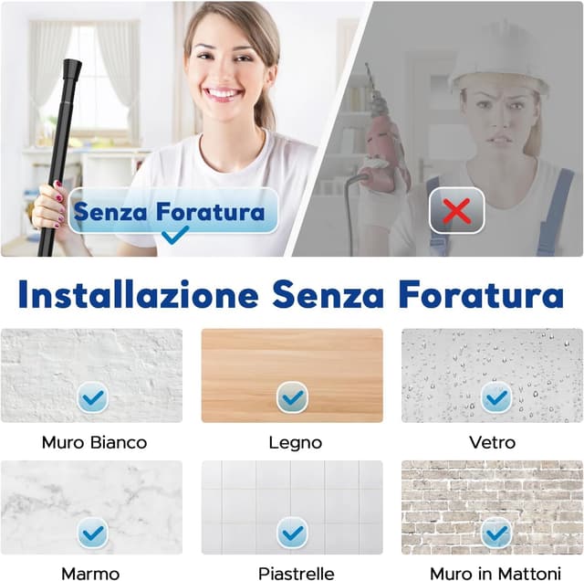 Detalle 2 de BSYXLSX Bastone a pressione per tende nero 71–155 cm, Ø 25 mm