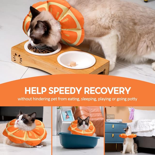 Detalle de Avont Cat Cone Collar Soft (Mandarin) – adjustable pet recovery collar for cats, kittens & small pets, size S