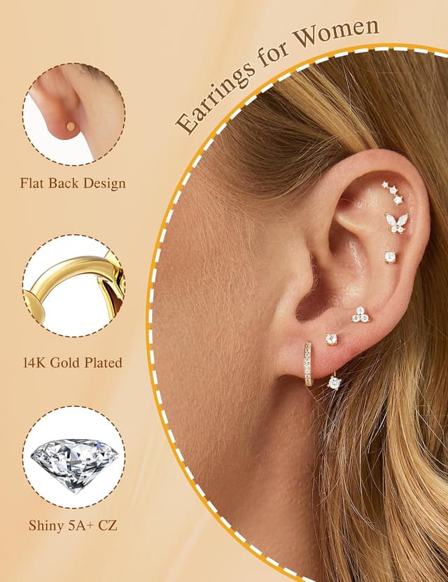 Detalle de TINGN Ohrstecker-Set 7 Paar für Damen