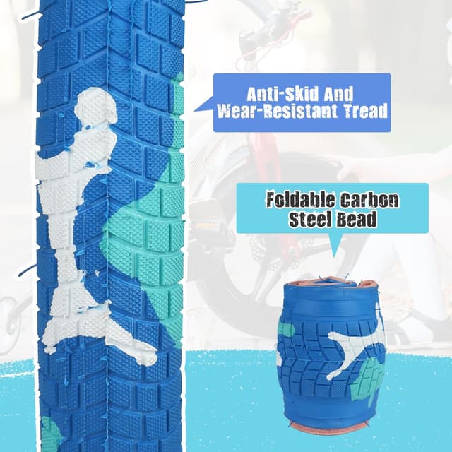 Detalle de ZUKKA 2er-Set 20 x 2,125 Fahrradreifen (ETRTO 57-406) faltbar inkl. 20-Zoll-Schlauch AV (35 mm)