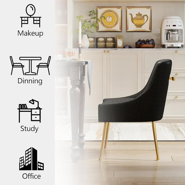 Thumbnail 3 de Dining Room Chair Faux Leather Vanity Chairs Set of 2