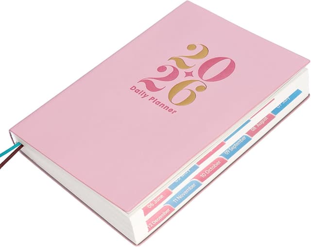 Detalle de Mcdsuc 2026 Daily Planner Diary (A5, Jan–Dec, page-a-day) with bookmarks and side tab