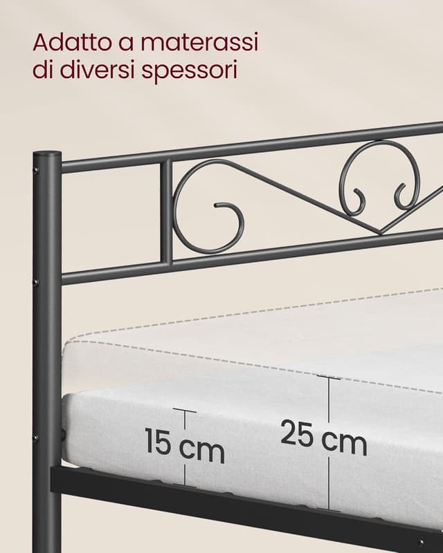 Thumbnail 6 de VASAGLE Struttura letto matrimoniale a doghe in metallo RMB060B01 (120 x 190 cm), nero inchiostro
