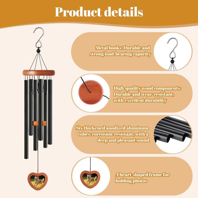 Detalle de Wind chime for outside, 26 inch aluminium tubes