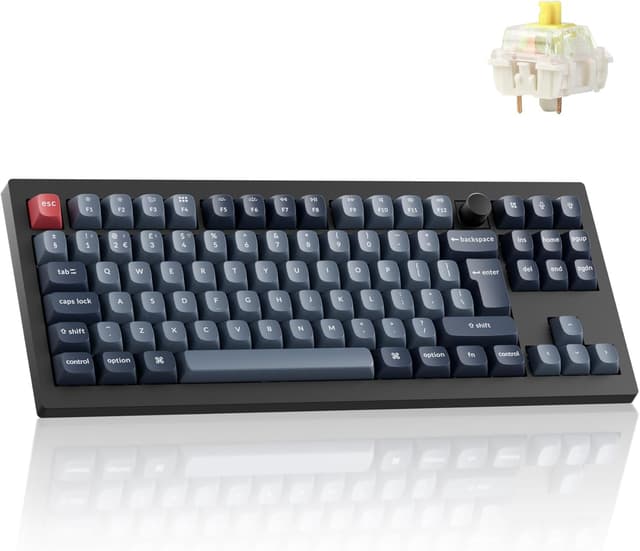 Detalle de Keychron V3 Max TKL Wireless Mechanical Keyboard (UK ISO) – Hot-swappable Gateron Banana switches, QMK/VIA RGB, Black