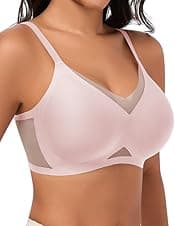 Detalle de Jiuday Bequem BH ohne Bügel mit Spitze & Mesh – weicher Halt für große Brüste