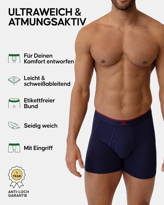 Detalle 2 de DANISH ENDURANCE Bambus Boxershorts, 65% Viskose