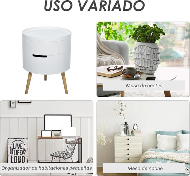 Thumbnail 6 de HOMCOM Mesa auxiliar redonda Ø38 cm 48,3 cm