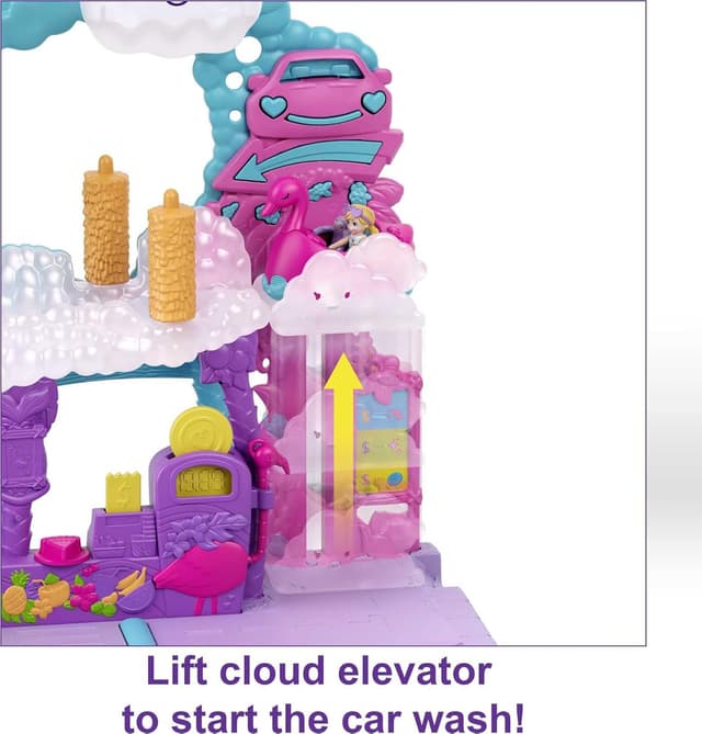 Detalle 2 de Polly Pocket Pollyville Flamingo Car Wash 🚗🦩 Playset