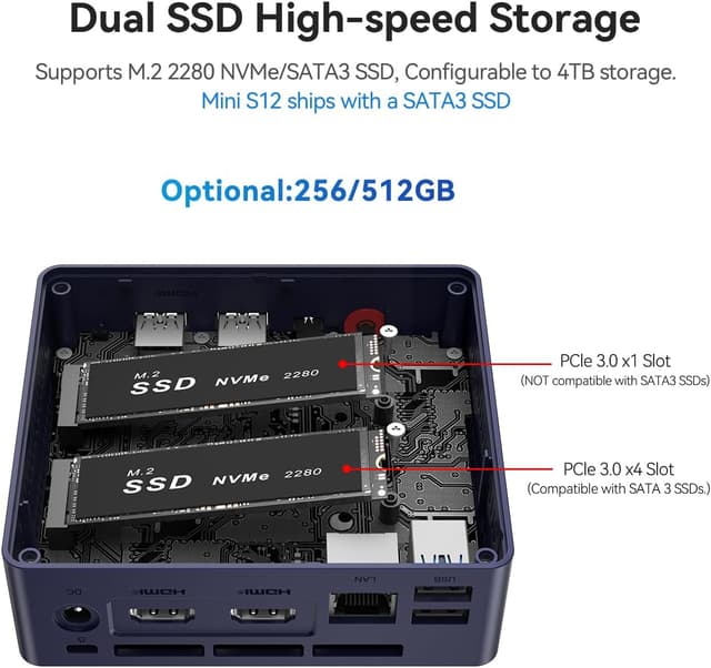 Thumbnail 5 de Beelink Mini PC Mini S12 con Alder Lake-N95, 12GB LPDDR5 e SSD 512GB, doppio HDMI