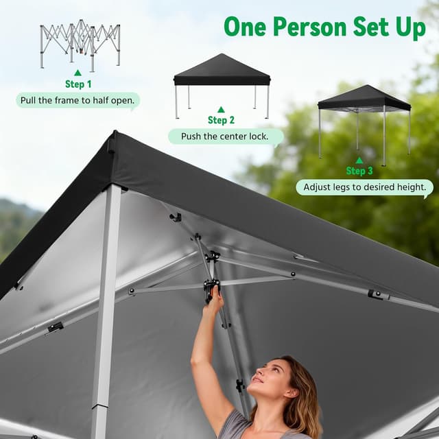 Detalle 2 de Driftalia Pop Up Gazebo 3m x 3m (UPF 50+) Instant Setup with Carry Bag, Sandbags & Stakes – Black
