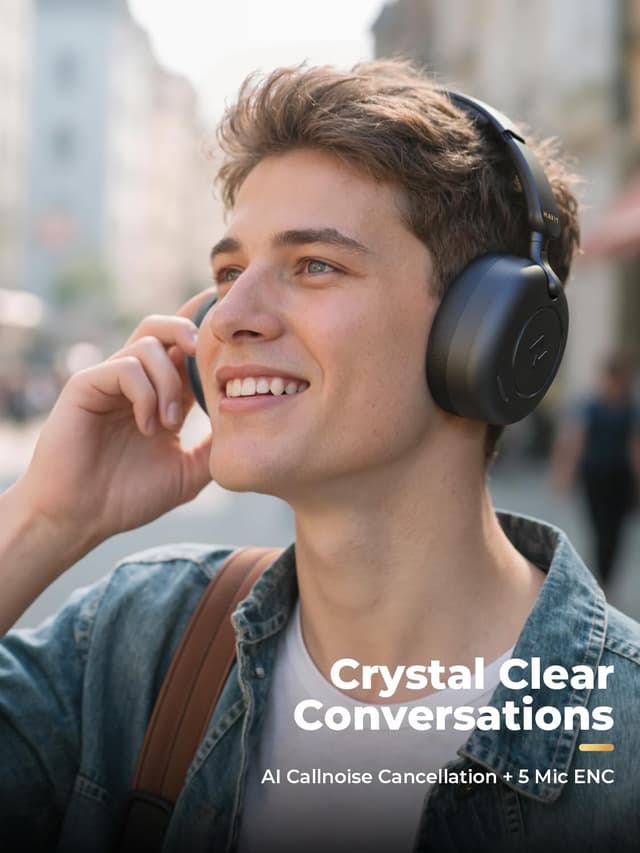 Detalle 2 de Havit Hybrid Active Noise Cancelling Over-Ear Headphones (Bluetooth 5.4) with 5-mic ENC, 76H playtime