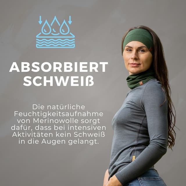 Thumbnail 2 de menique Dehnbare Sport-Yoga-Stirnbänder 100% Merinowolle 🧣