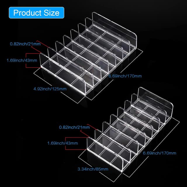 Thumbnail 1 de Fentar 2-Pack Clear Acrylic Eyeshadow Palette Organisers (7 Slots, Compact Desk Storage)