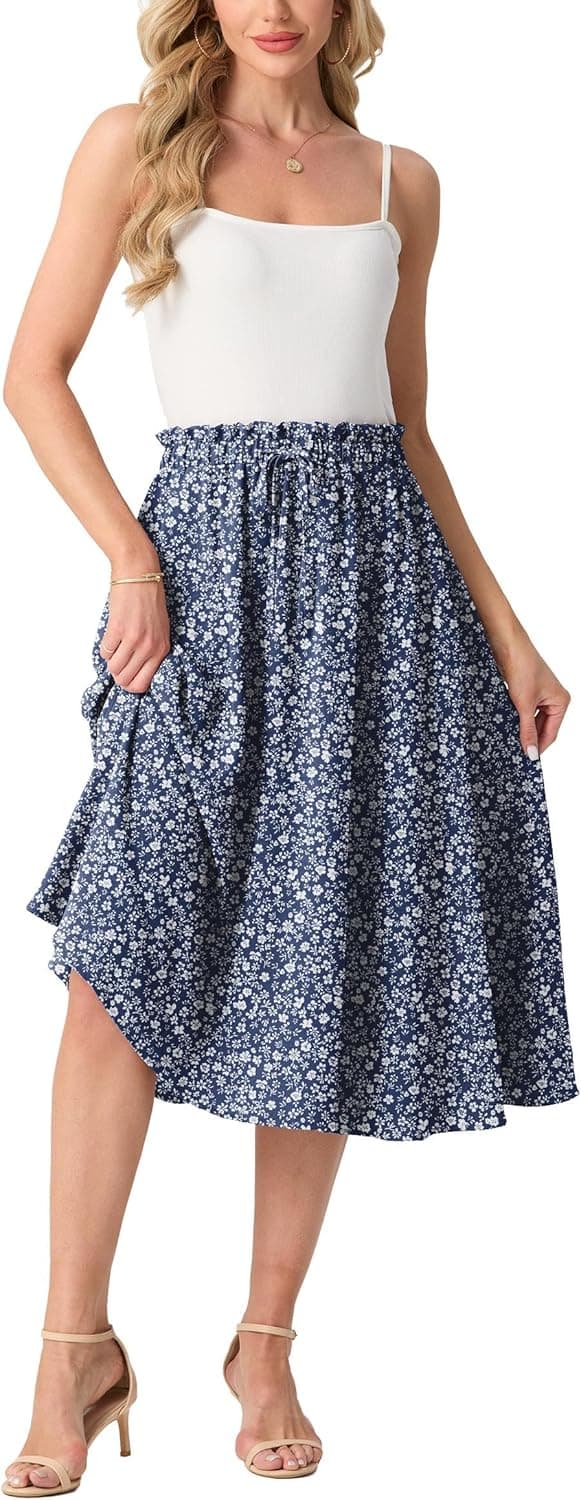 Thumbnail 6 de GRECERELLE Damen Sommer-Midirock in A-Linie mit Taschen – leicht & fließend