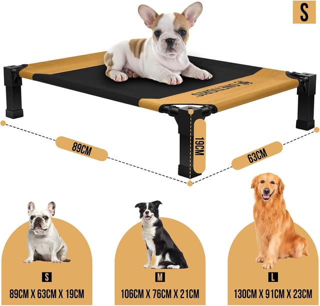 Detalle 2 de OneTigris lit surélevé pour chien 89 x 63 cm, hauteur 19 cm (marron)