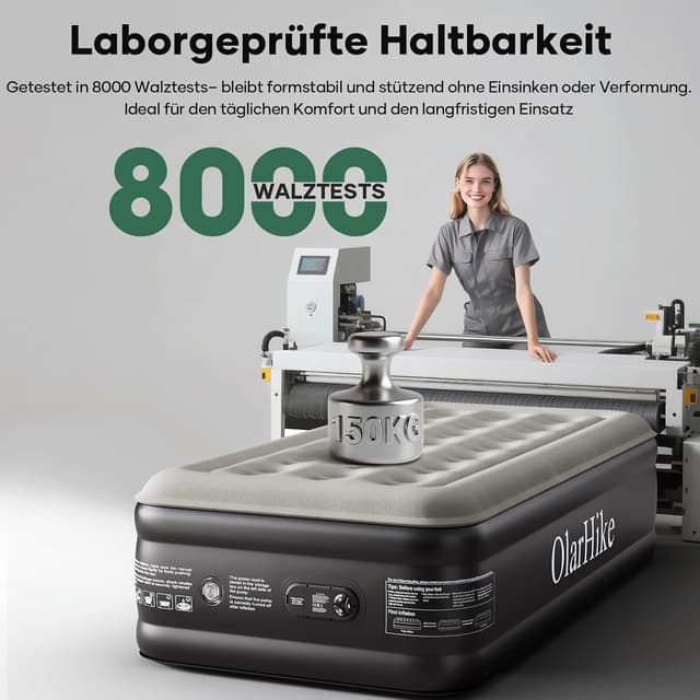 Detalle 2 de OlarHike Luftbett 1 Person 90 x 200 x 50 cm mit integrierter Pumpe – Gästematratze für Camping & Zuhause