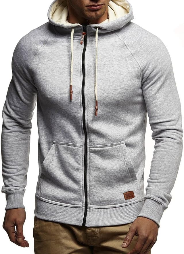 Detalle de Leif Nelson LN8124 – veste de survêtement à capuche homme en coton, coupe ajustée, noir