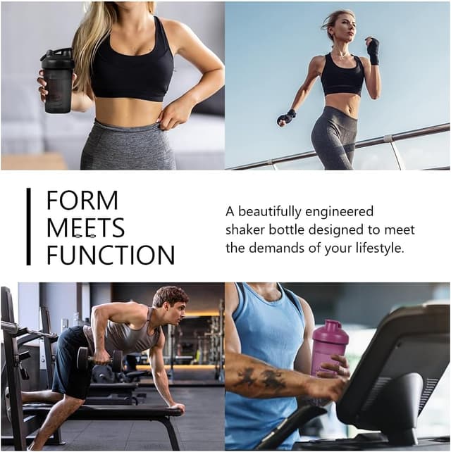 Thumbnail 5 de ACWOO Protein Shaker Bottle (500ml, 2-pack) with stainless steel mixing ball – leakproof flip-top, BPA-free, black & purple