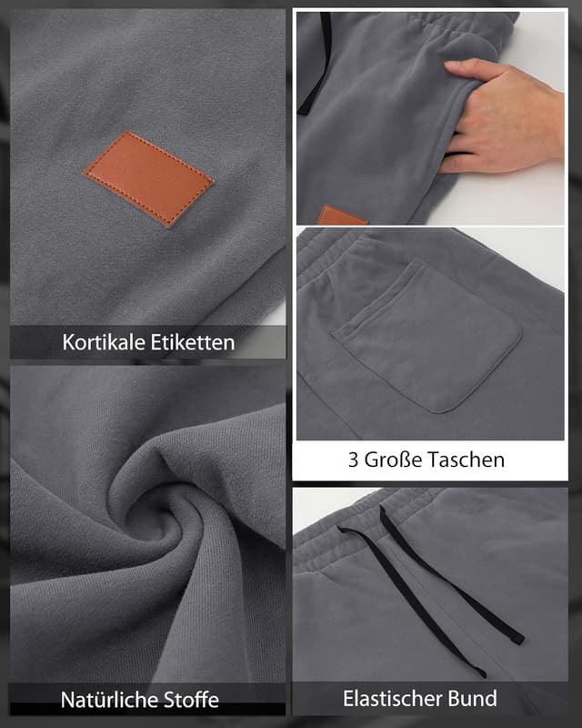 Detalle de HMIYA Herren-Jogginghose aus Baumwolle (Trainingshose, Freizeithose) mit Taschen und Kordelzug