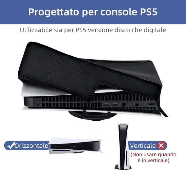 Detalle de Tolesum custodia protettiva antipolvere e antigraffio orizzontale per PS5 Digital Edition e Ultra HD (non per PS5 Slim/PS5 Pro)