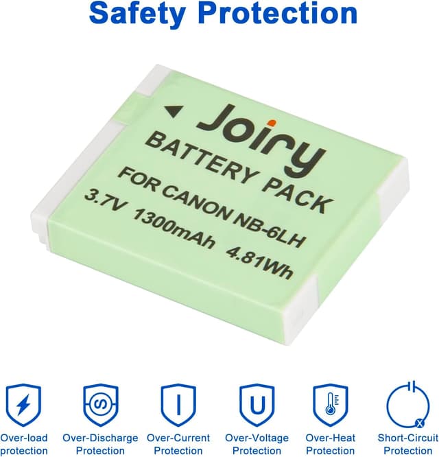 Detalle de Joiry 2X NB-6L / NB-6LH Replacement Batteries with Smart Dual USB Charger (Micro USB)