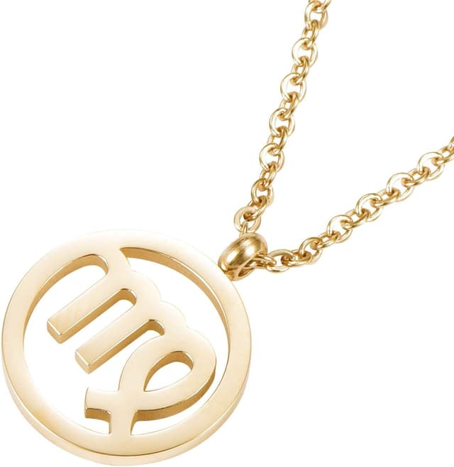 Detalle de Collana Morella da donna in acciaio inox oro con ciondolo segno zodiacale, in sacchetto di velluto