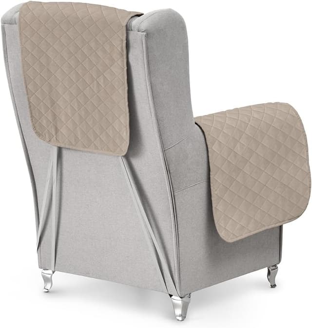Detalle 2 de textil-home Copripoltrona 1 posto con braccioli LUKA beige (reversibile) – misura 55 cm