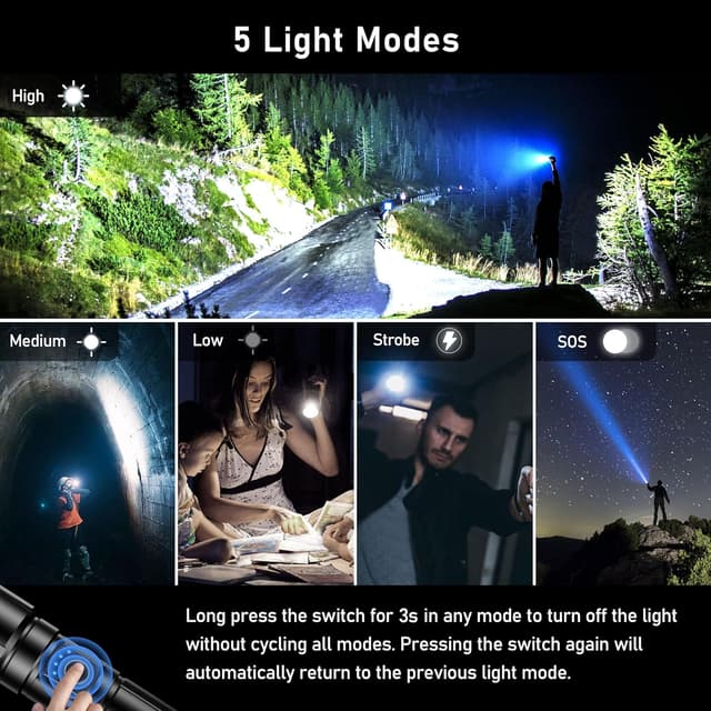 Thumbnail 3 de Blukar LED Taschenlampe Aufladbar 5000mAh Extrema Helligkeit