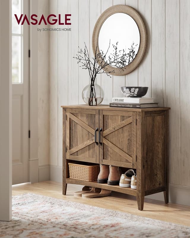 Detalle de VASAGLE Mobiletto Porta Scarpe a 3 livelli LBC038B01, scarpiera con ripiano regolabile e manici