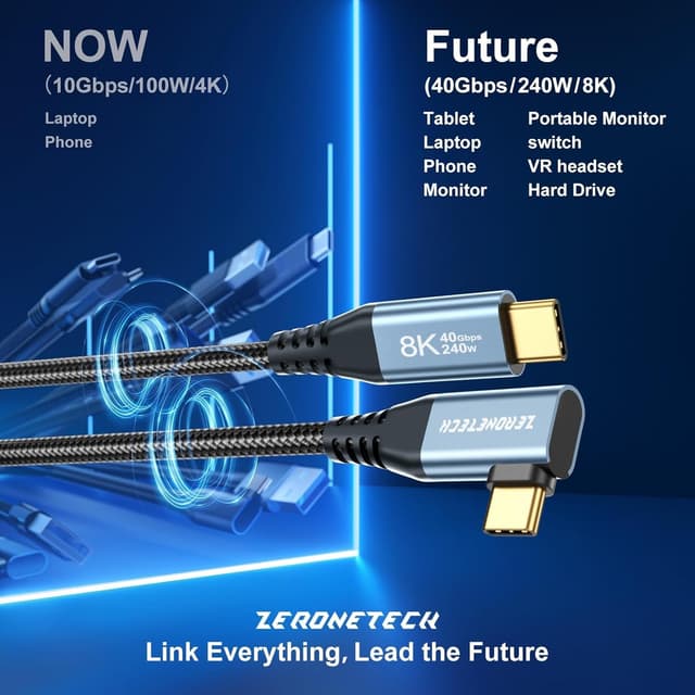 Detalle de ZeroneTeck USB C Monitor Cable 8K 3.3ft
