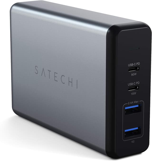Detalle de Satechi 108W Caricatore USB-C da scrivania con 2 porte USB-C PD (90W/18W) e 2 USB-A
