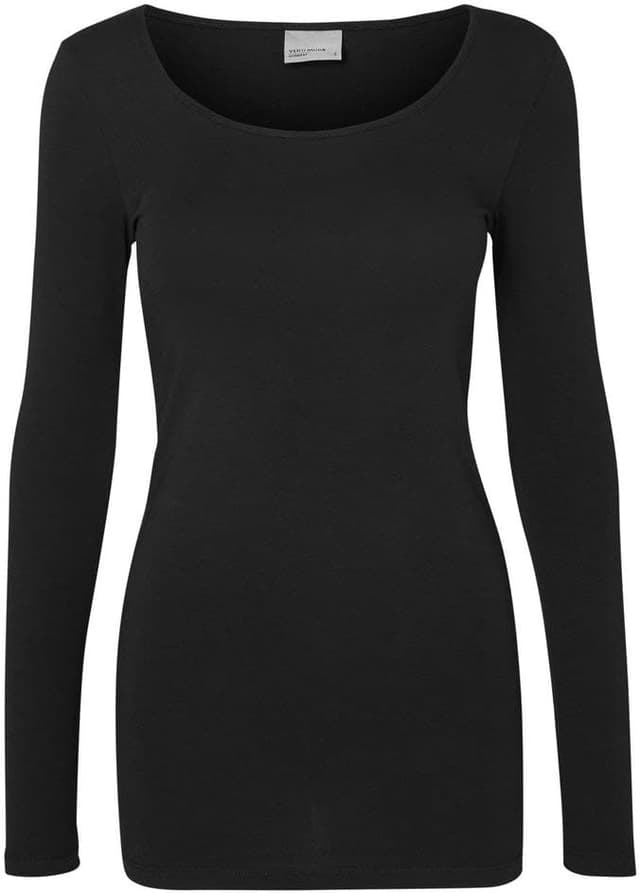 Detalle de VERO MODA Maxi My Soft – T-shirt femme à manches longues noir (Small/S)