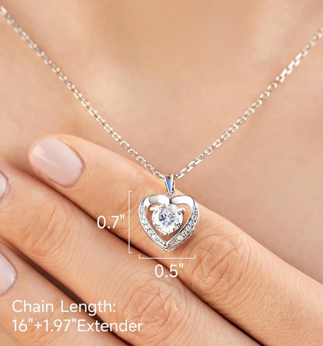 Detalle 2 de MomentWish Damen-Halskette aus 925 Silber mit Herz-Anhänger und Moissaniten (1–2 Karat)