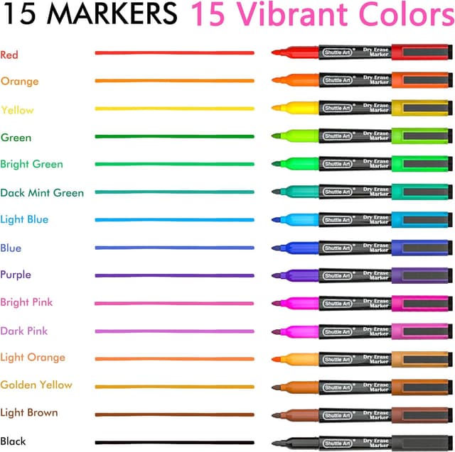 Detalle 2 de Shuttle Art 15-colour whiteboard markers đź–Š