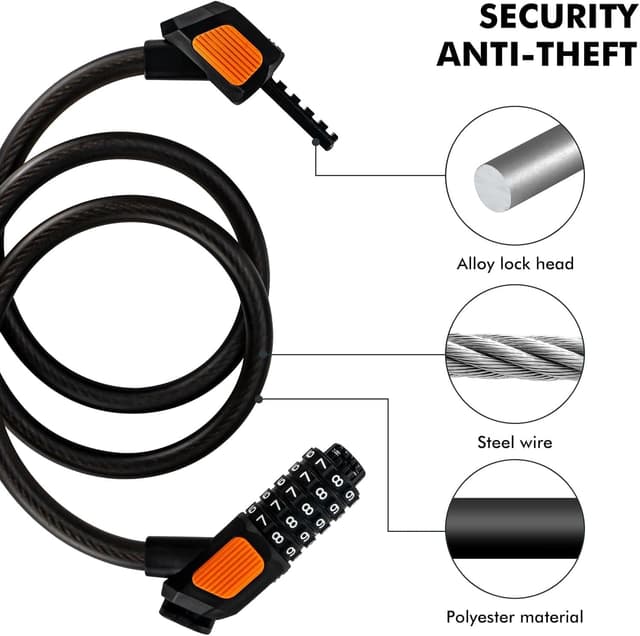 Detalle de 2 Pack Bike Cable Lock, 120cm high security