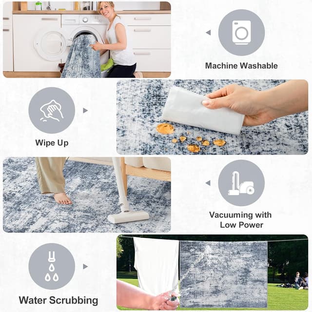 Detalle de 6x9 Washable Abstract Area Rug, Non-Slip