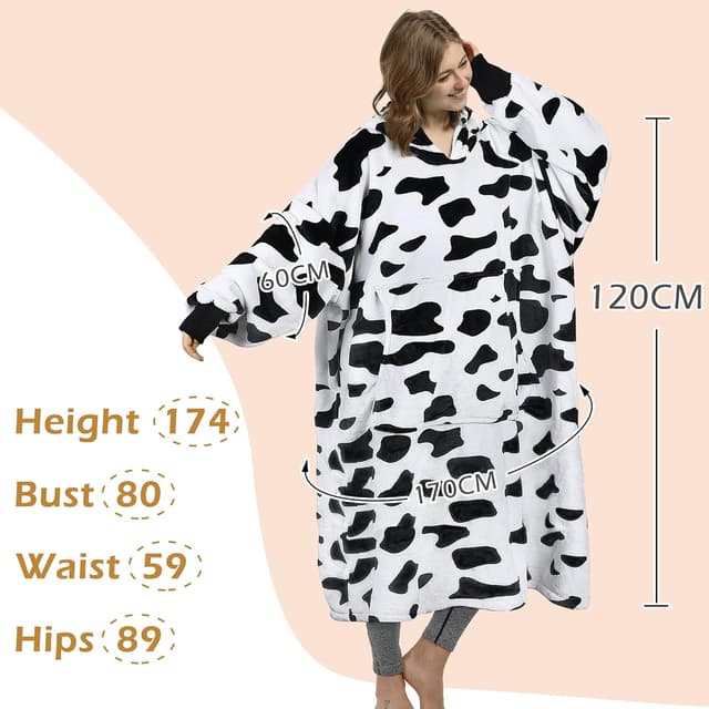 Thumbnail 6 de Catalonia Classy Long Soft Hoodie Blanket Cow Print 🧣